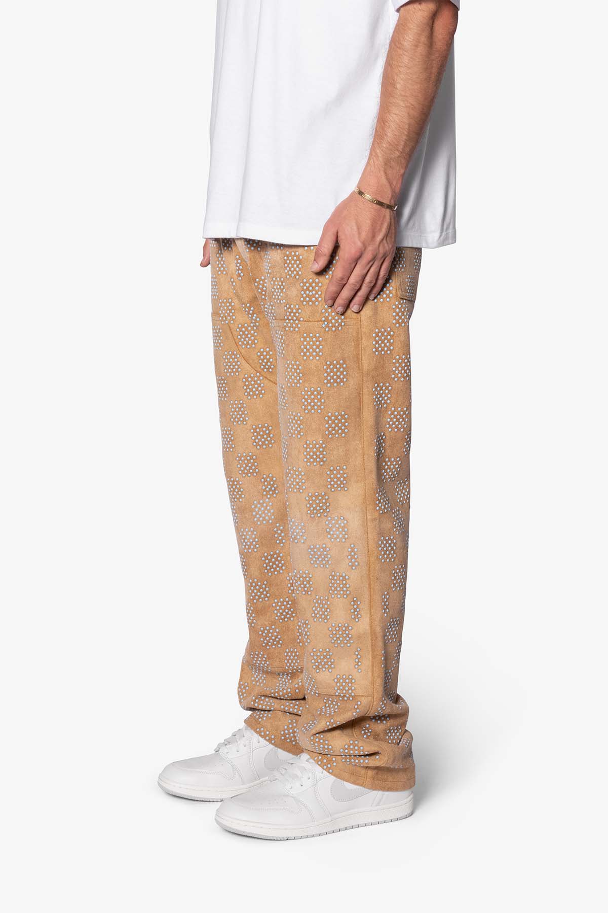 V693 Turquoise Studded Work Pants | Brown