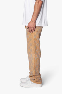 V693 Turquoise Studded Work Pants | Brown