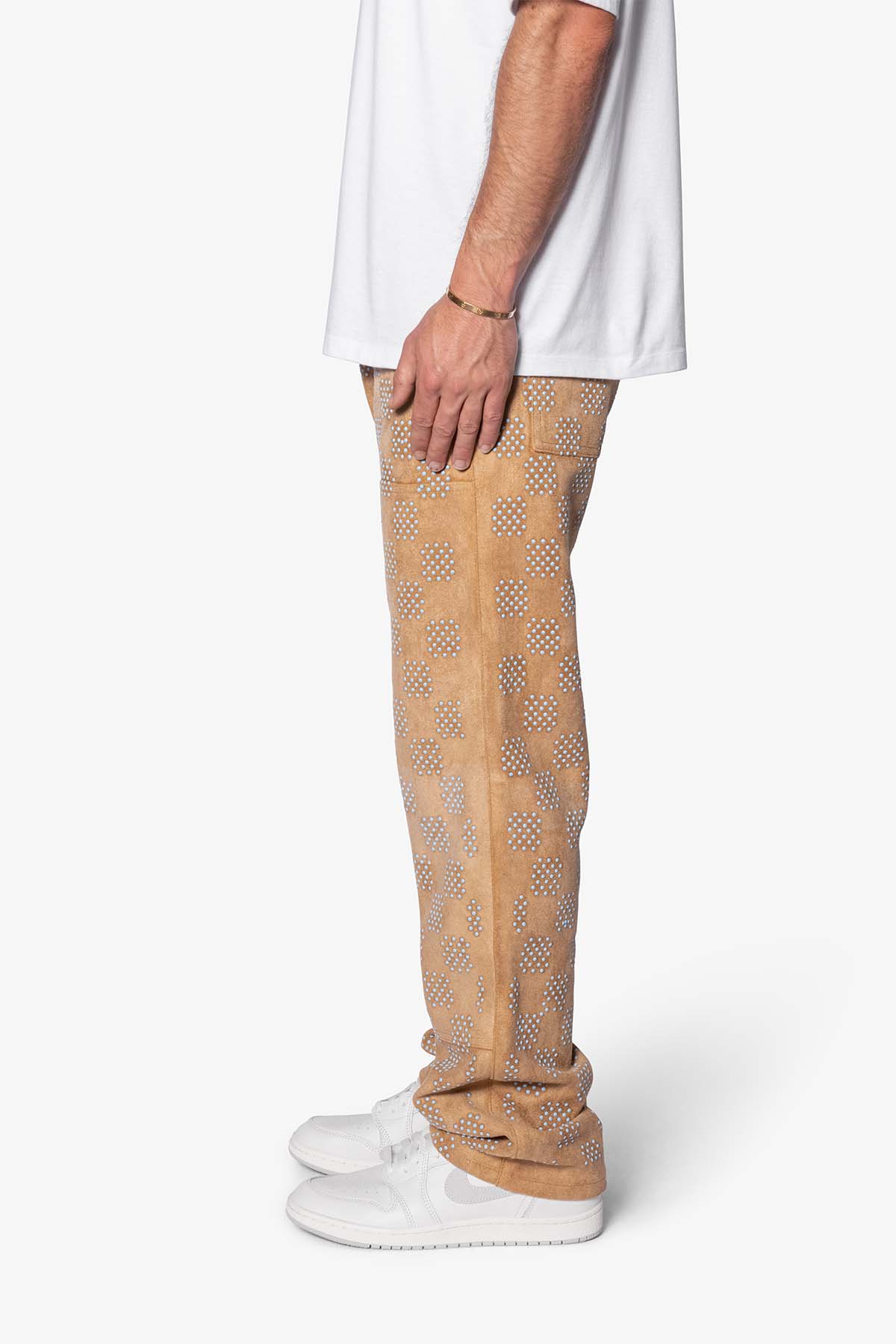 V693 Turquoise Studded Work Pants | Brown