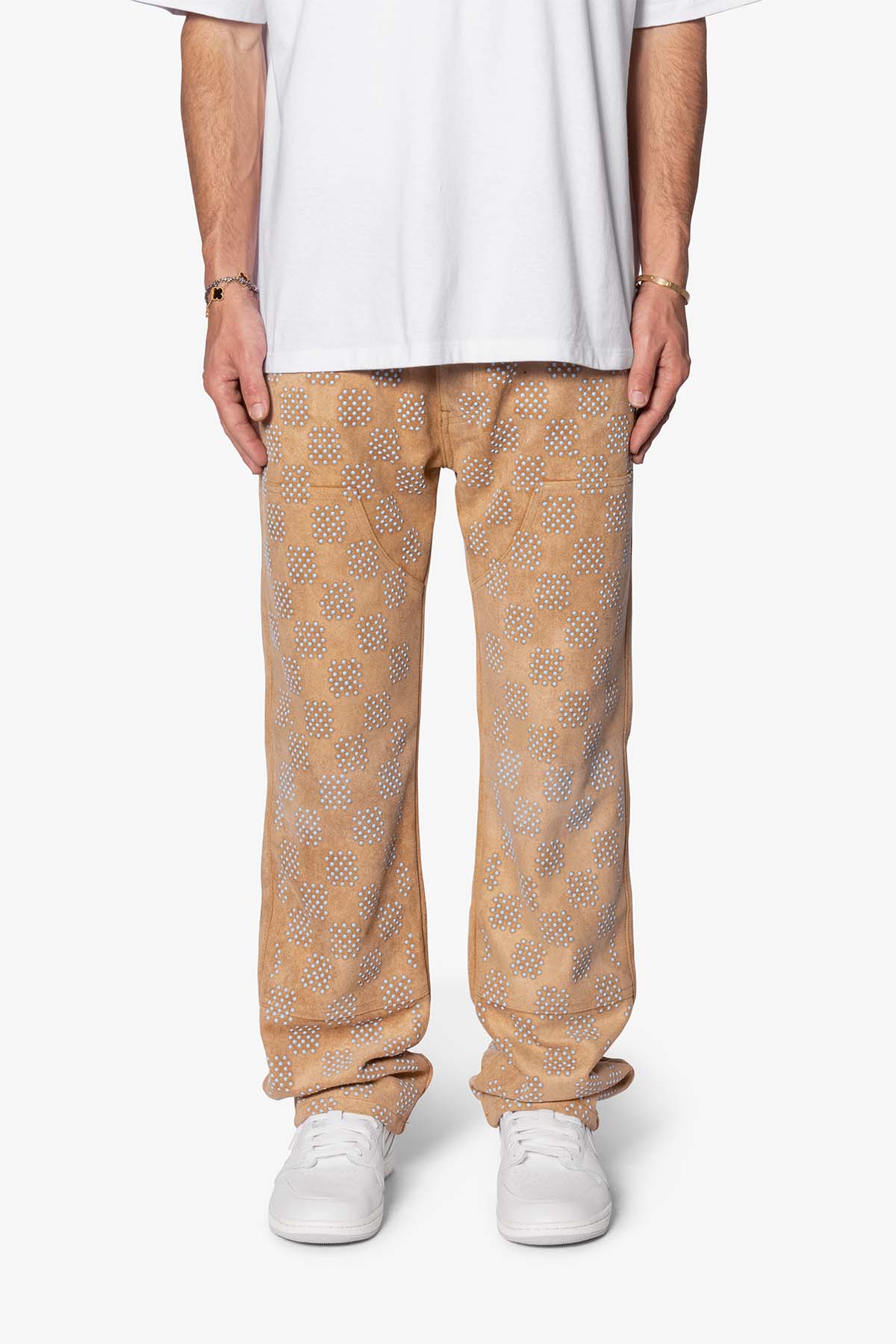 V693 Turquoise Studded Work Pants | Brown
