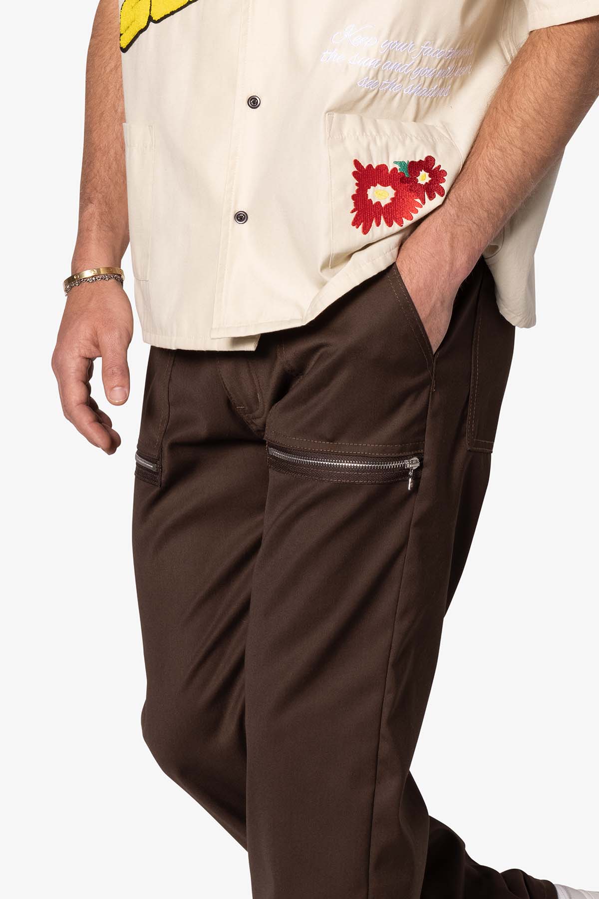 V695 Flit Zip Pants | Brown