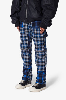 V703 Baggy Flannel Zipper Denim | Blue