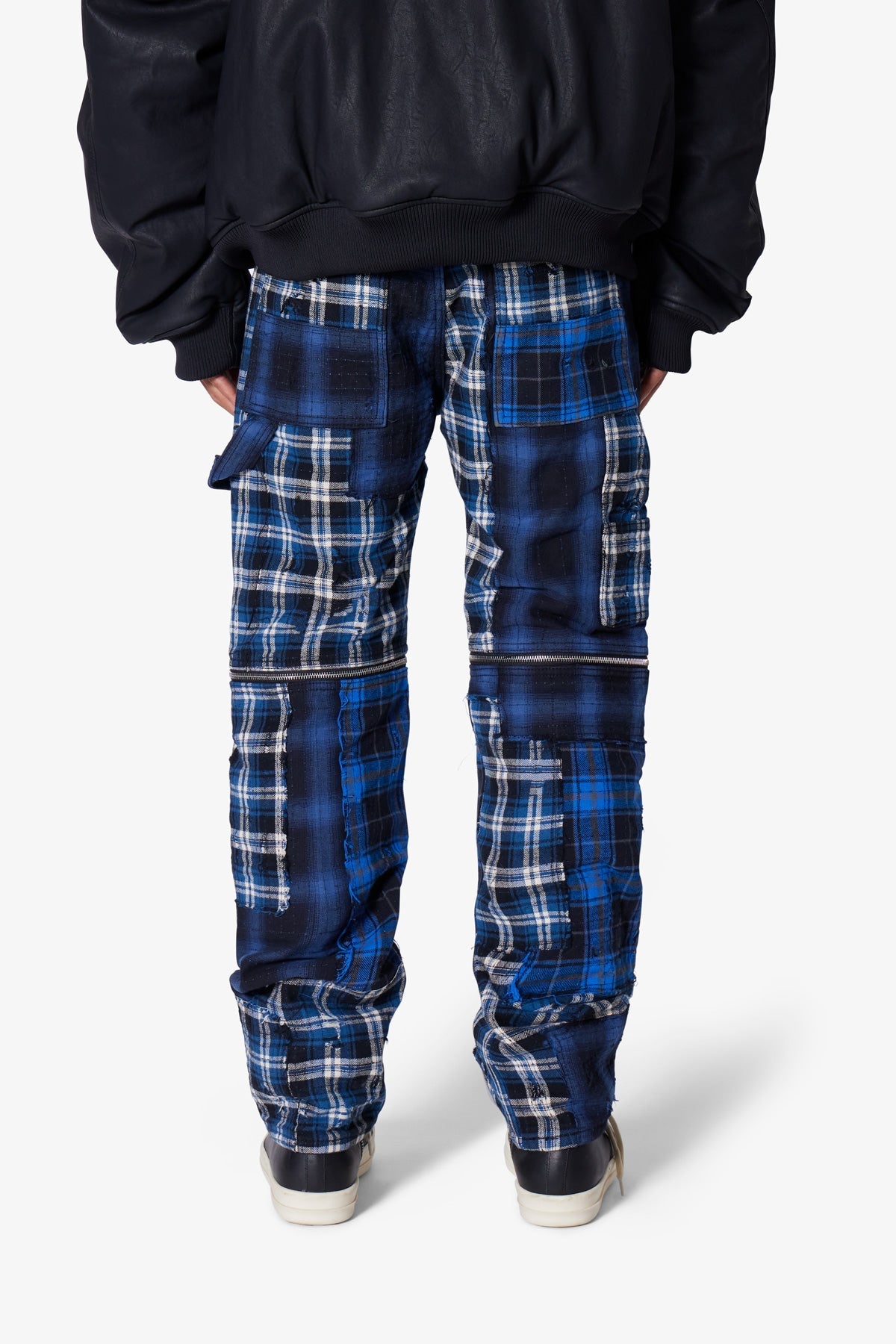 V703 Baggy Flannel Zipper Denim | Blue
