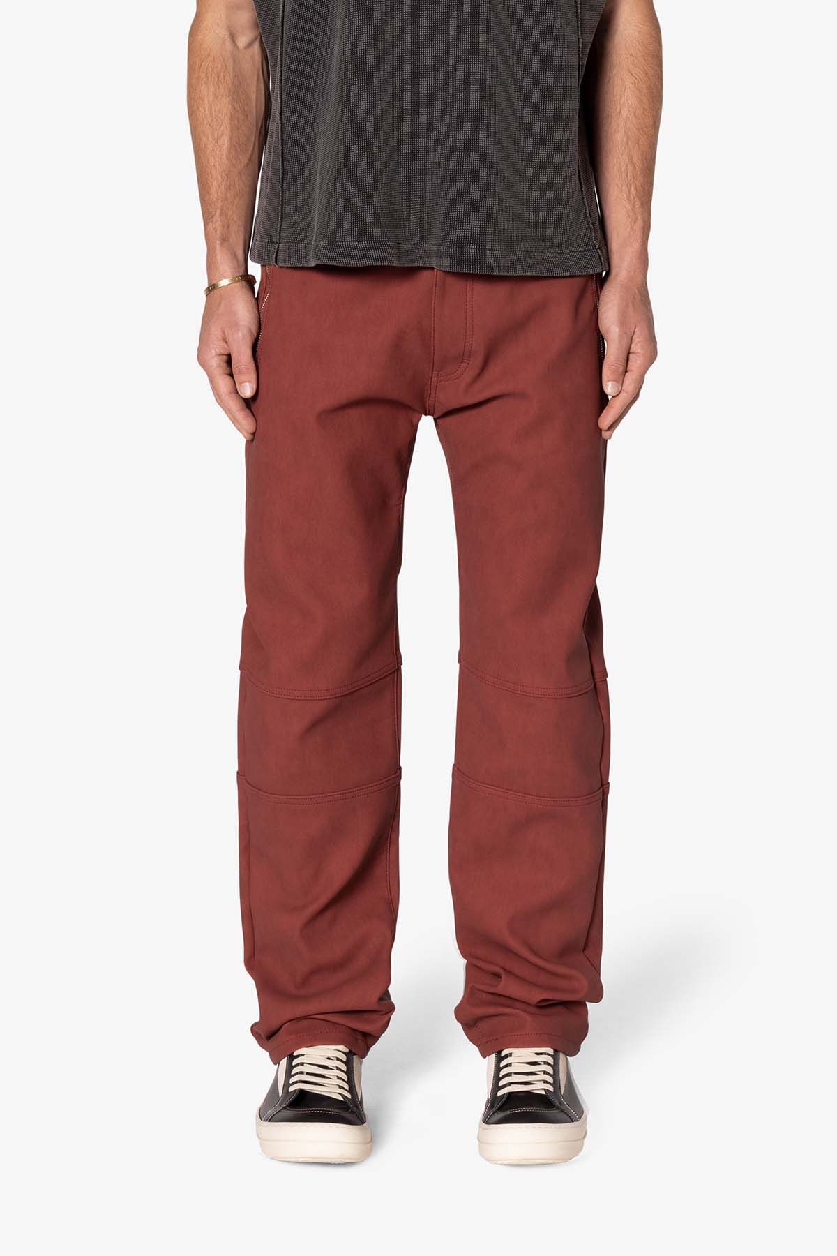 V706 Washed Leather Pants | Red