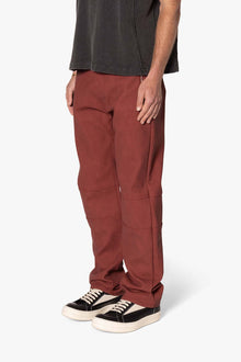 V706 Washed Leather Pants | Red