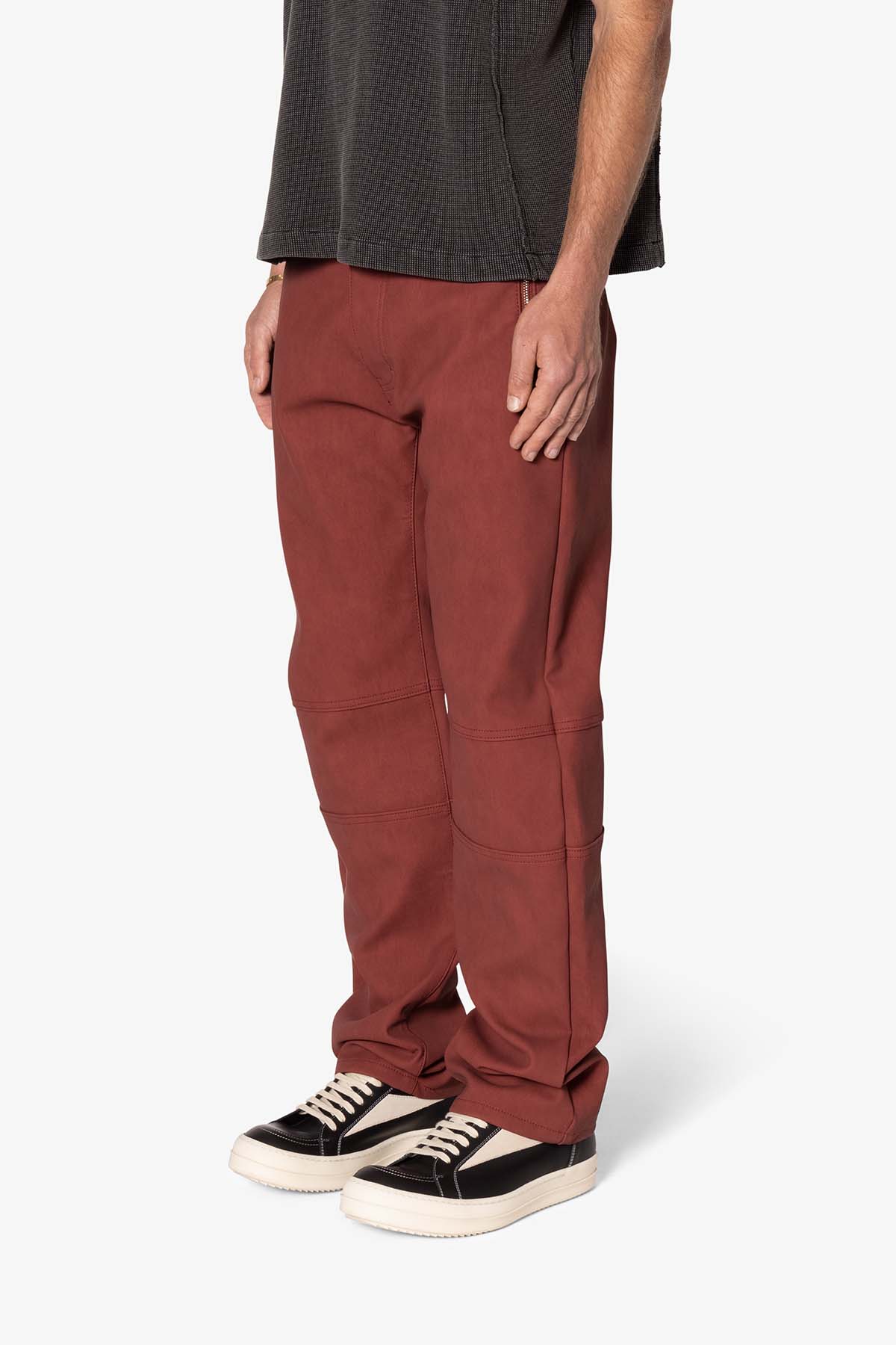 V706 Washed Leather Pants | Red