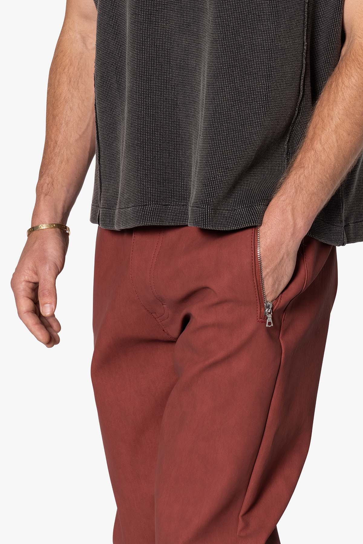 V706 Washed Leather Pants | Red