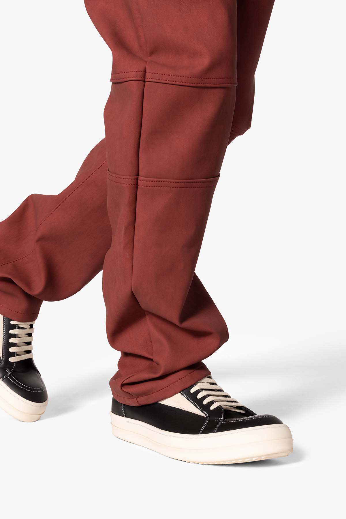 V706 Washed Leather Pants | Red