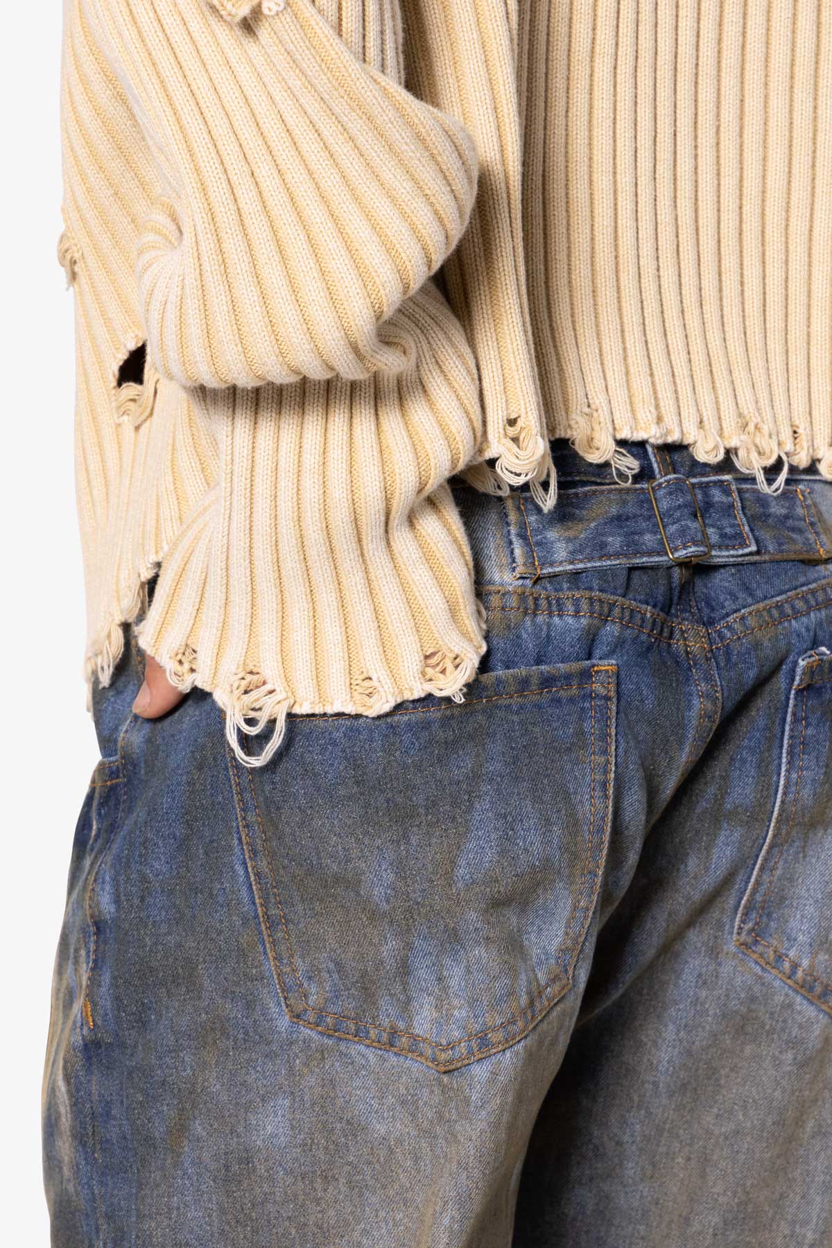 V708 Dirty Fold Denim | Blue