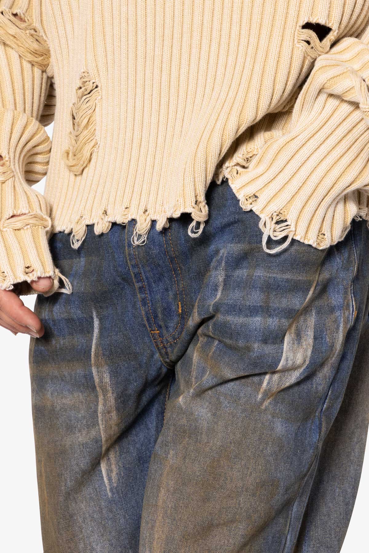 V708 Dirty Fold Denim | Blue