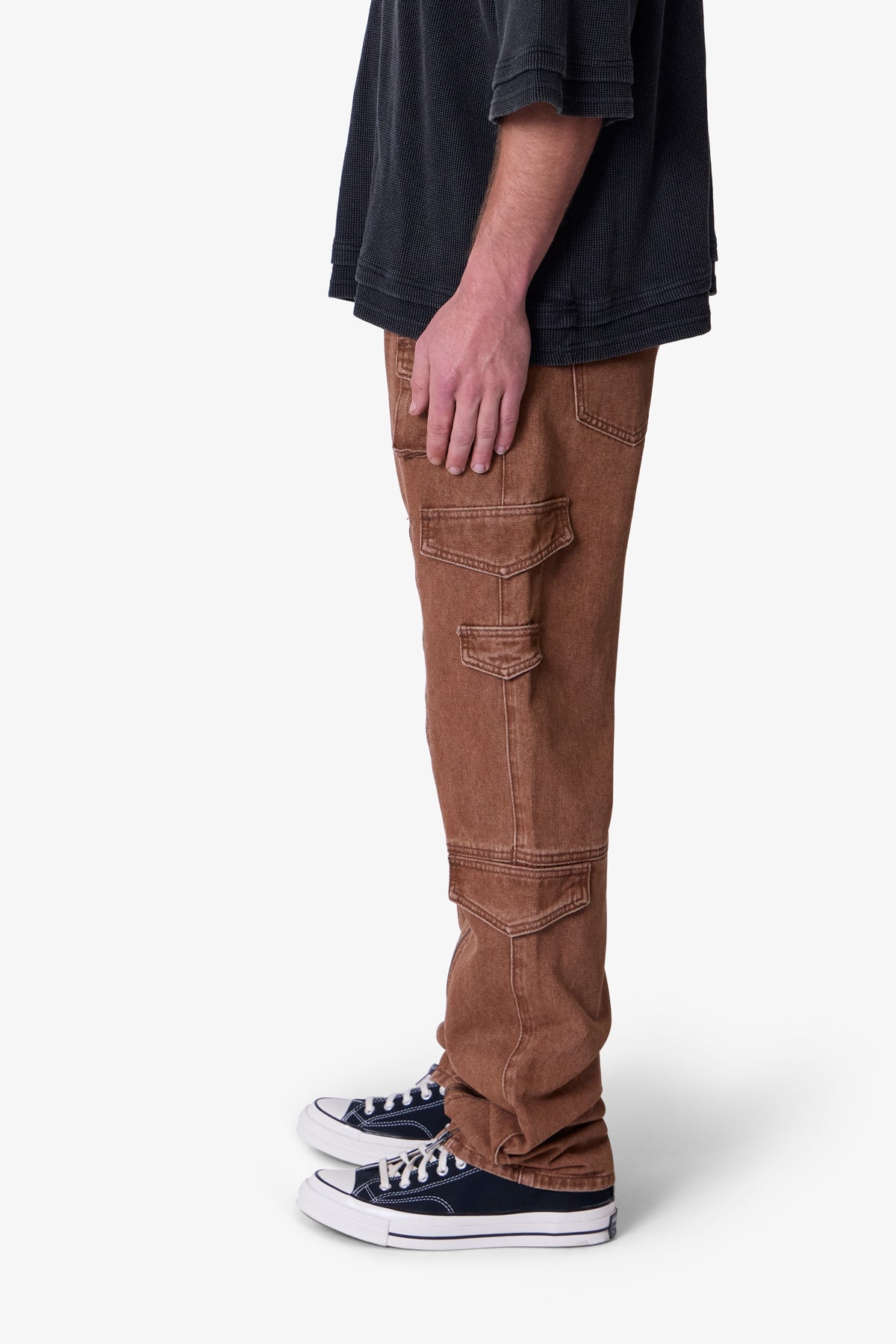 V725 Cargo Zipper Denim | Brown