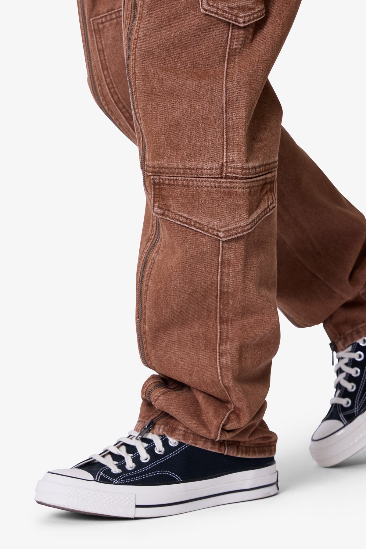 V725 Cargo Zipper Denim | Brown