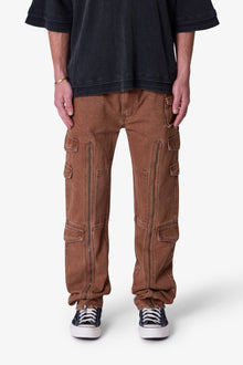 V725 Cargo Zipper Denim | Brown