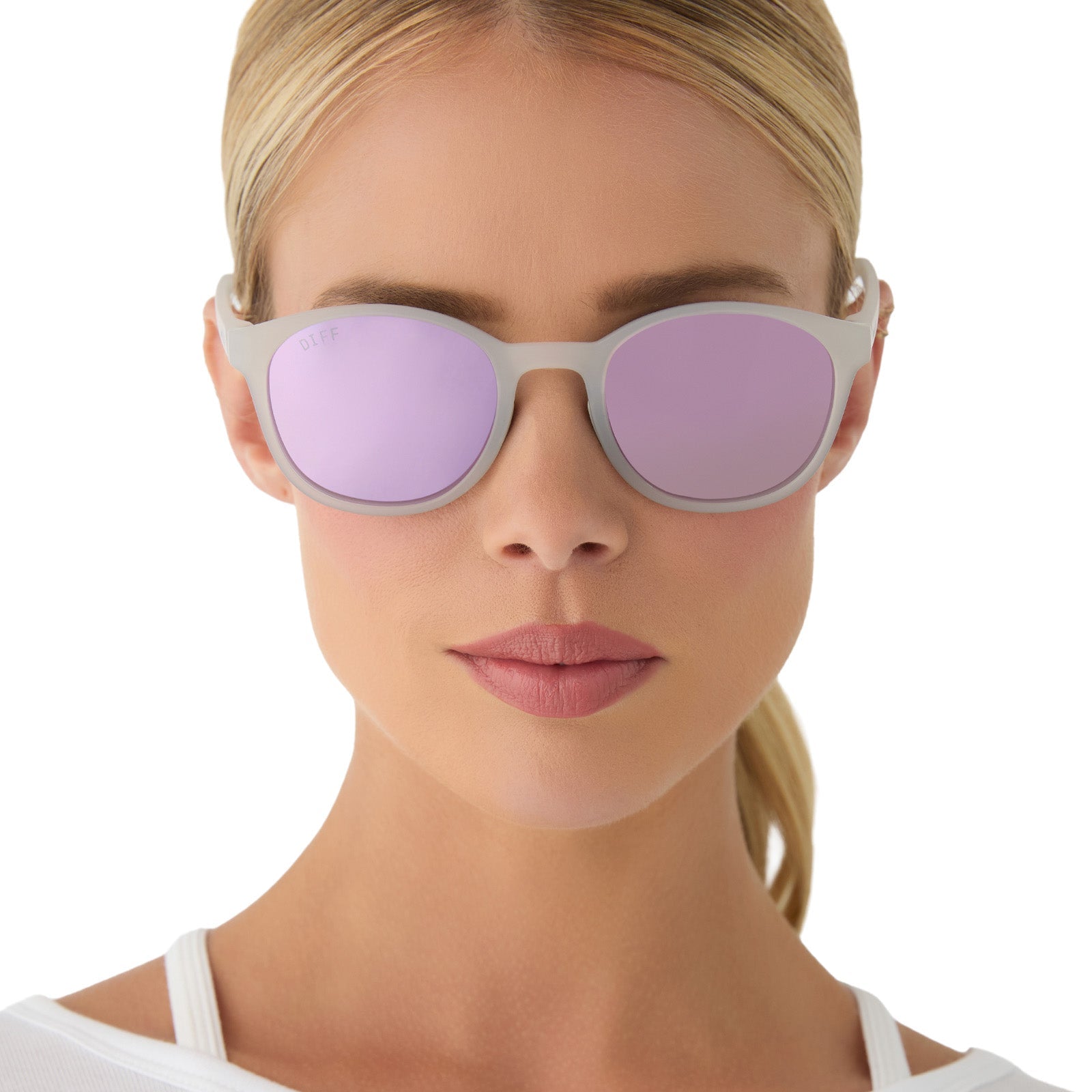 Unisex | Volley Sunglasses | Frosty Matte Crystal | Lavender Polarized Lenses