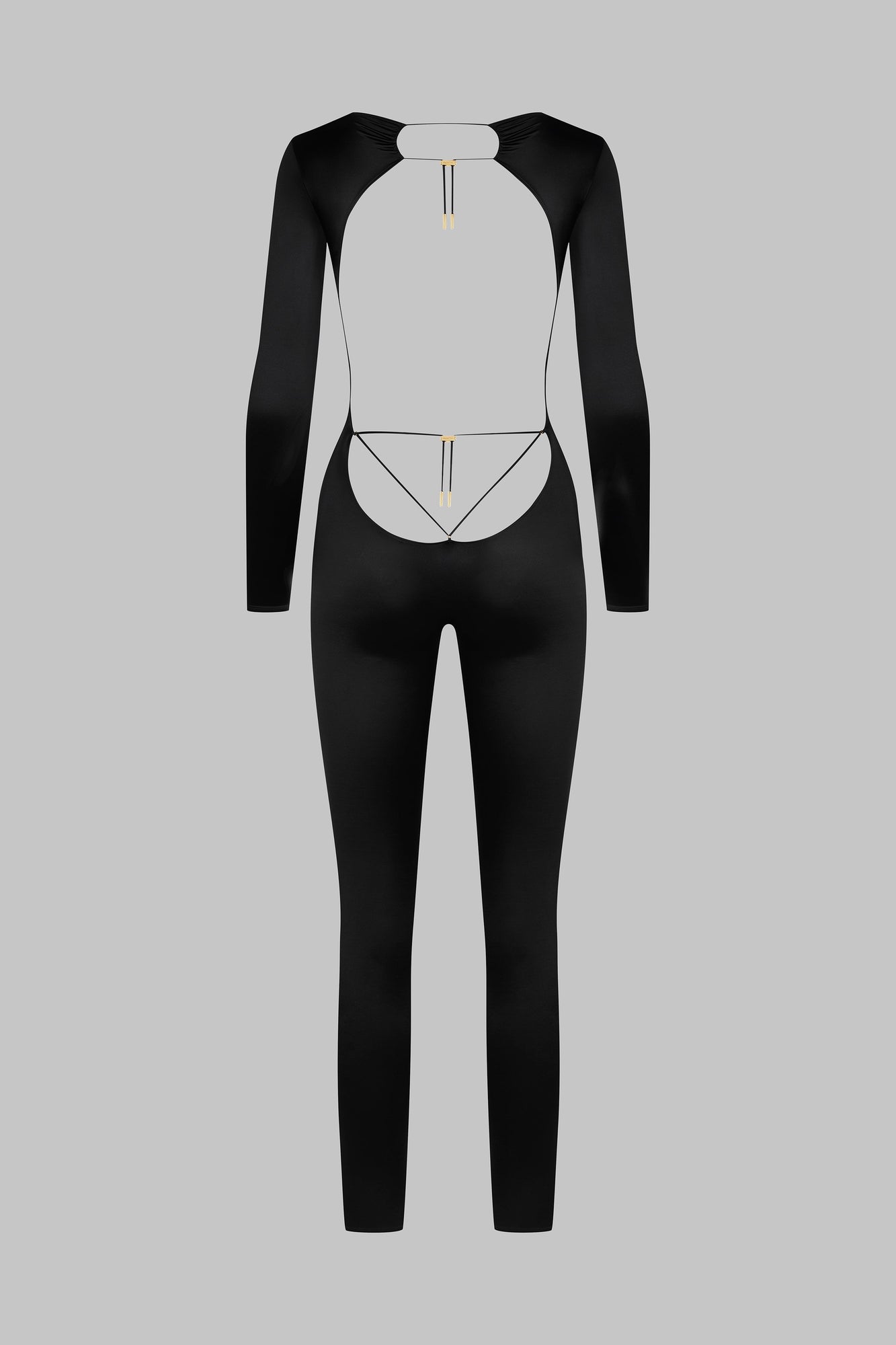 Open Back Long Sleeve Jumpsuit - French Kiss | Black