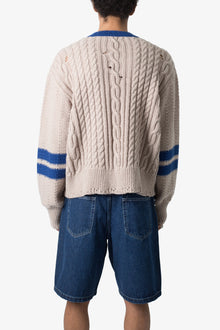 Varsity V Neck Sweater | Off White x Blue