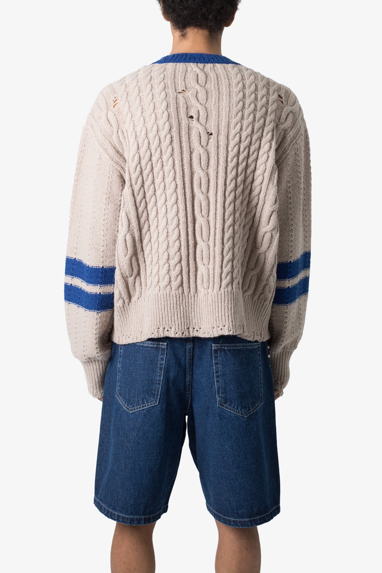 Varsity V Neck Sweater | Off White x Blue