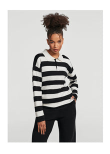 Varsity Striped Rugby Shirt | Black/White