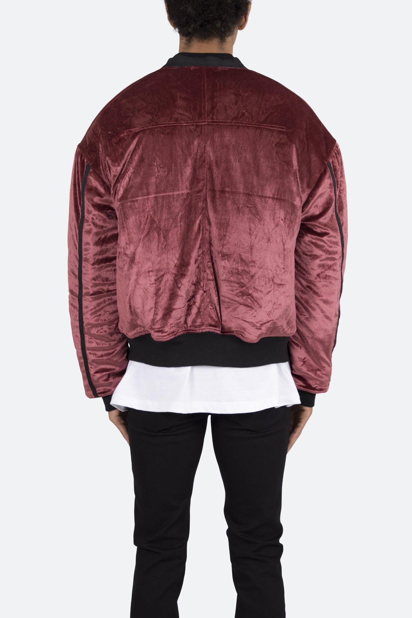Velour Bomber Jacket | Burgundy