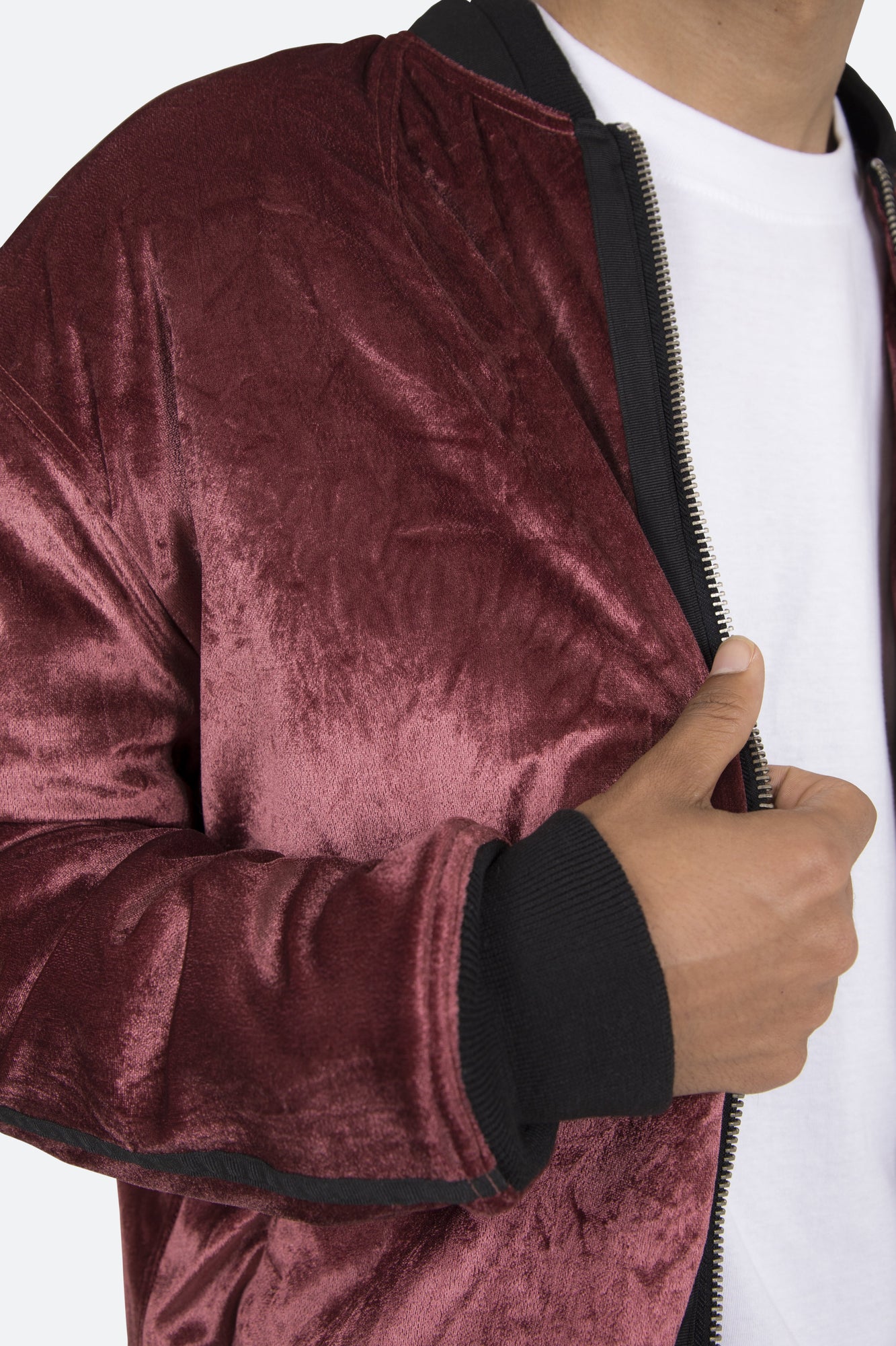 Velour Bomber Jacket | Burgundy