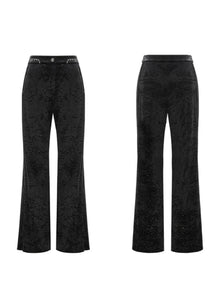 Velvet High-Waisted Wide-Leg Trouser | Black