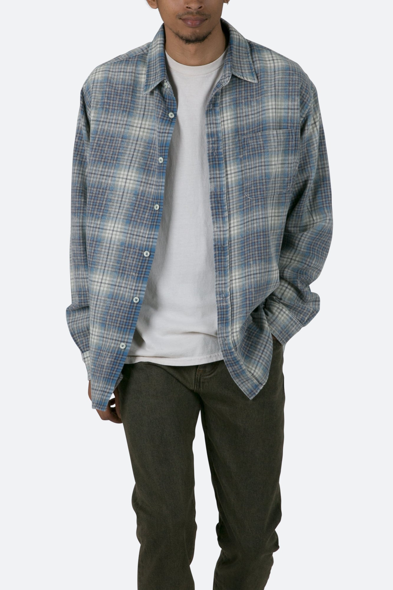 Vintage Plaid Shirt | Blue x White