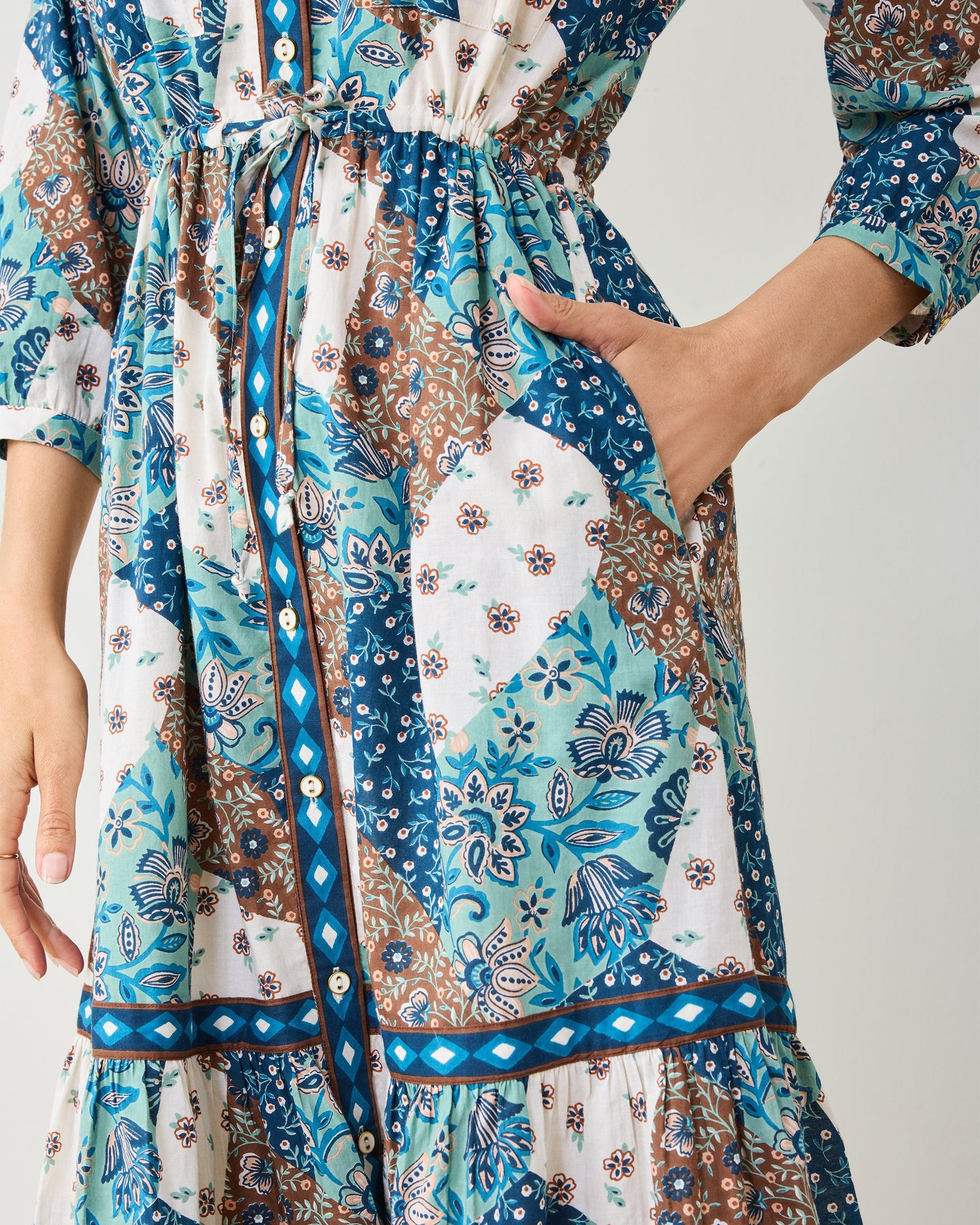 Vintage Patchwork - Showstopper Dress - Mocha - Printfresh