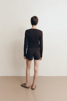 Pointelle Lounge Short | Espresso
