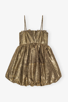 Shibori Pleat Strap Mini Dress | Gold