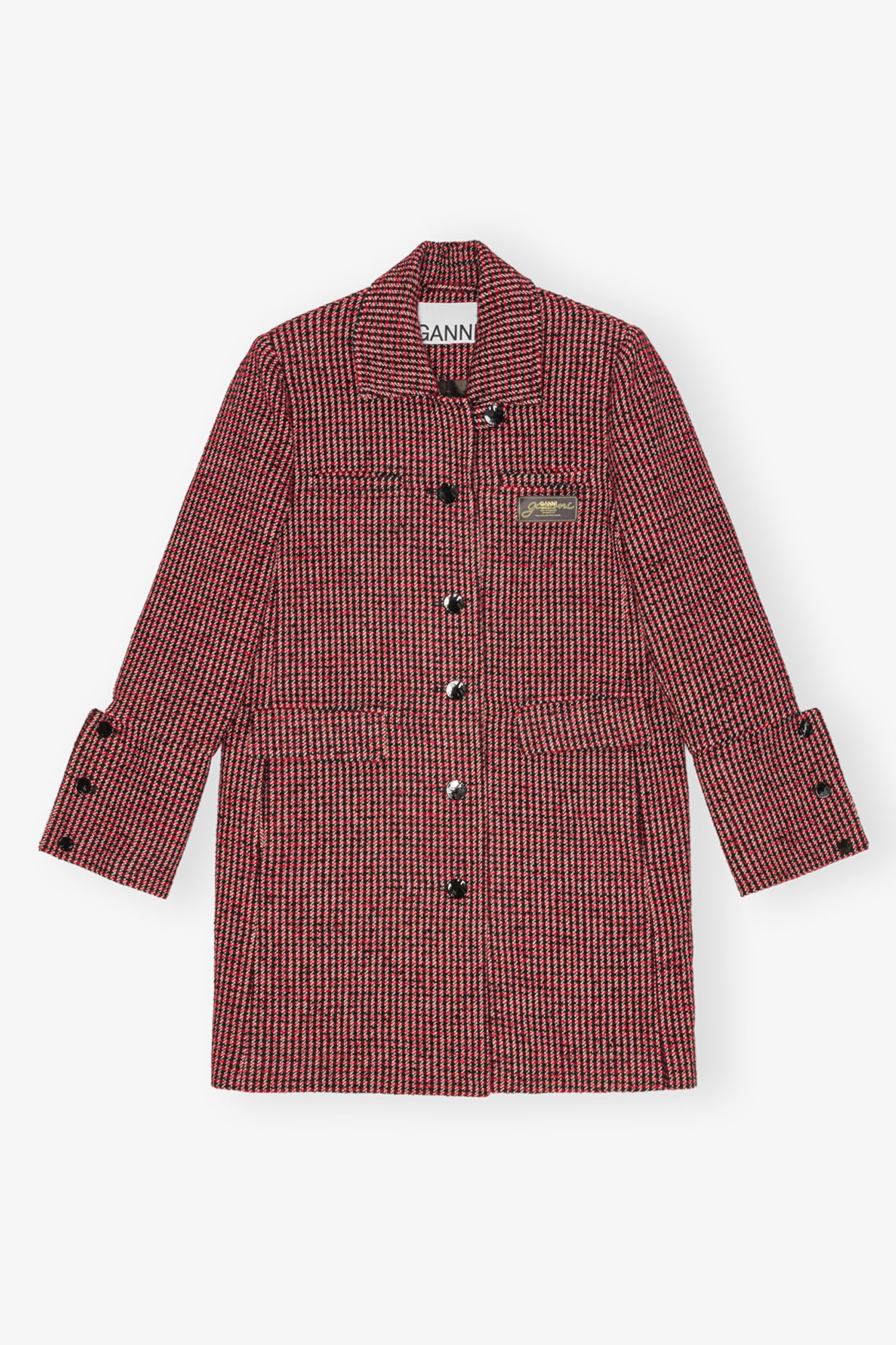 Woollen Check Midi Jacket | Racing Red