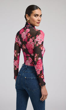 Tyla Floral Mesh Top | Black Floral Fantasy