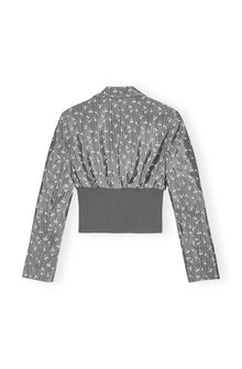 Acetate Jacquard Cropped Blazer | Smoked Pearl