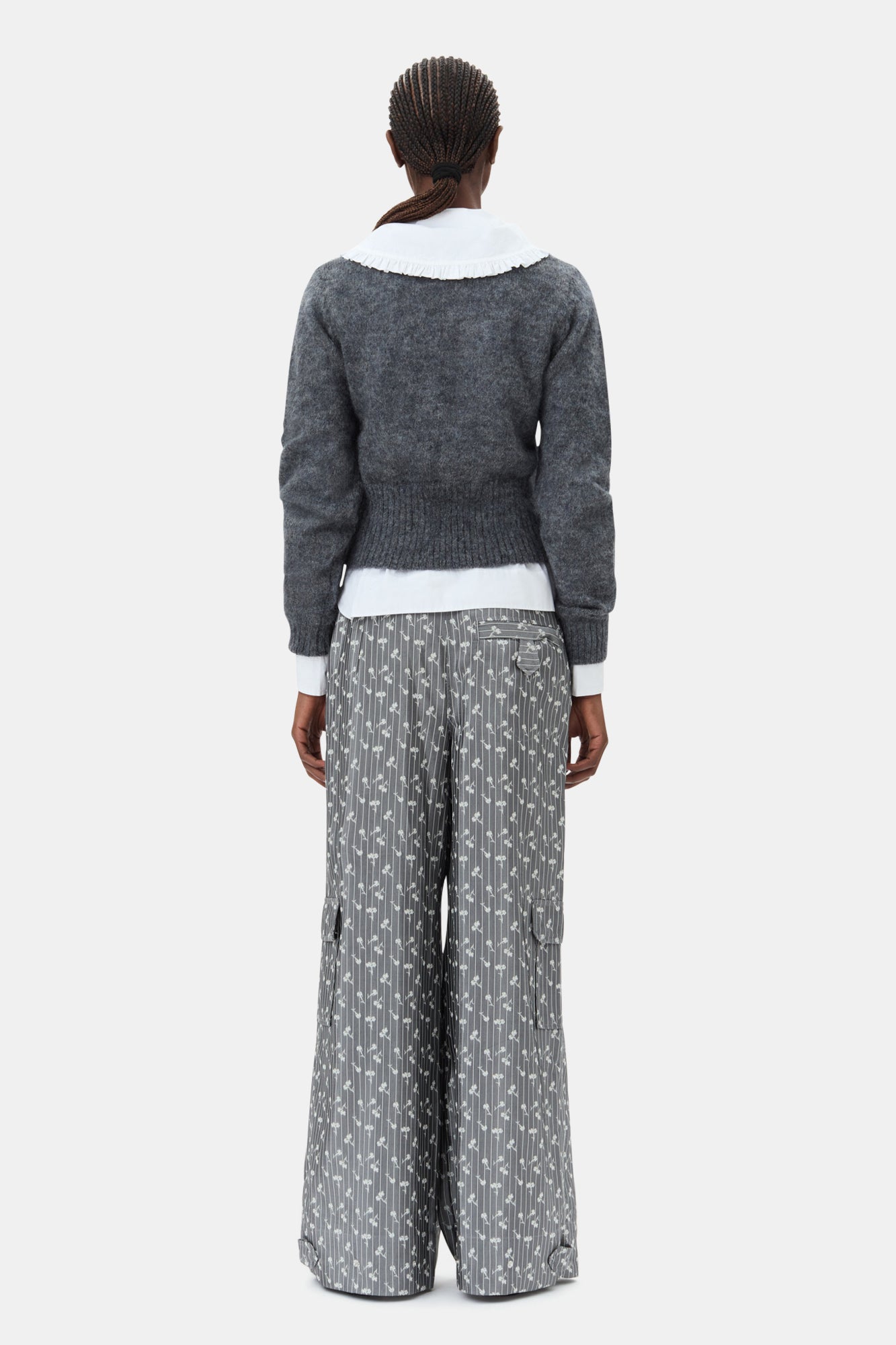 Acetate Jacquard Cargo Pants | Smoked Pearl