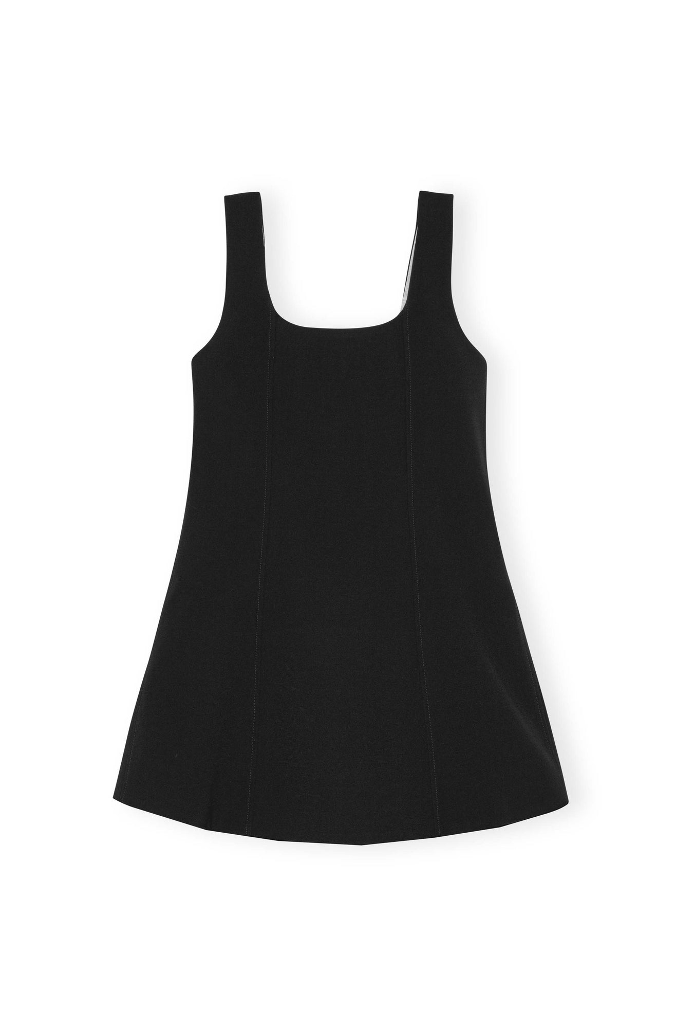 Bonded Crepe Front Button-Closure Mini Dress | Black