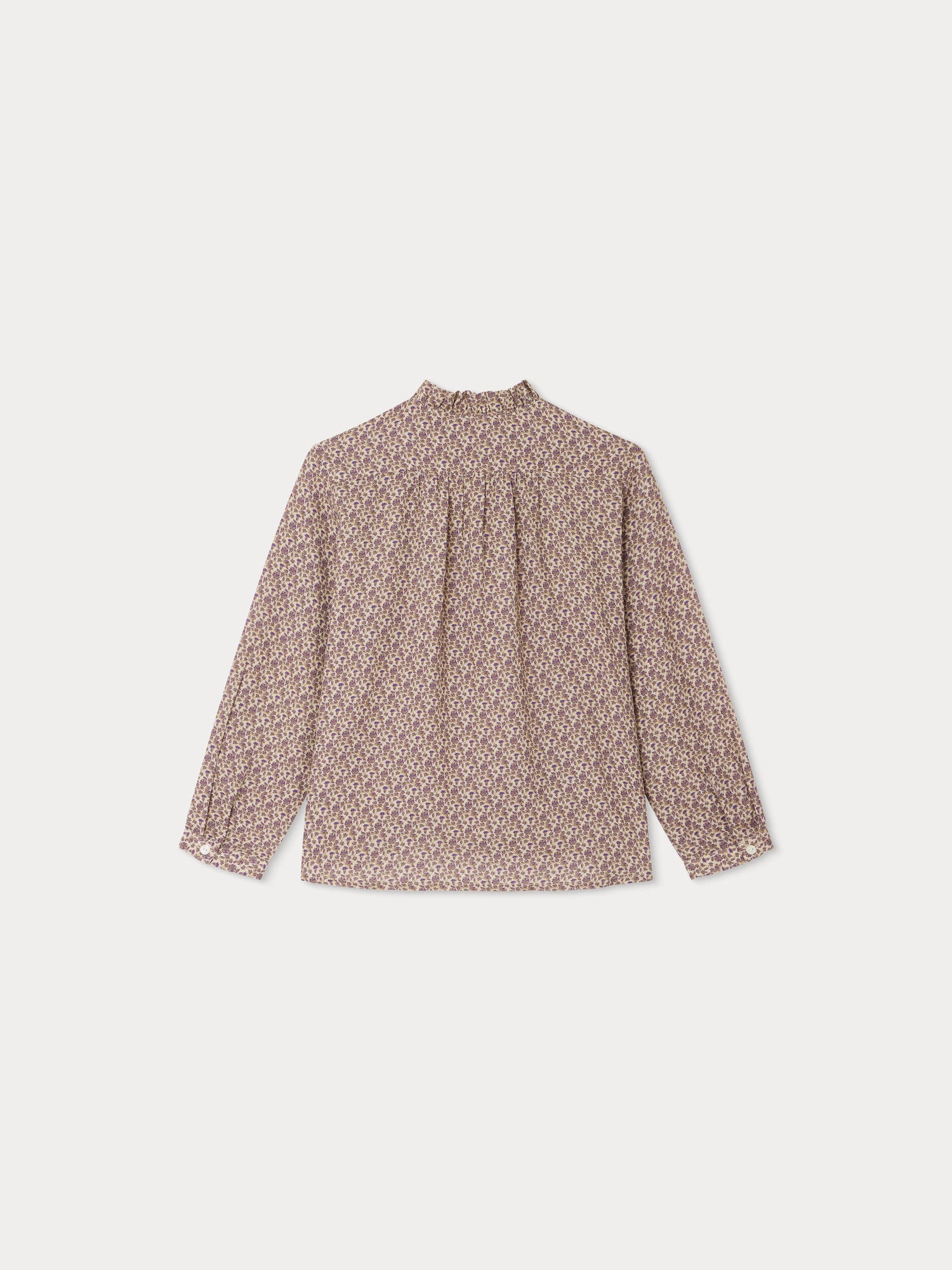 Girl | Burgundy Blouse | Taupe Flowers