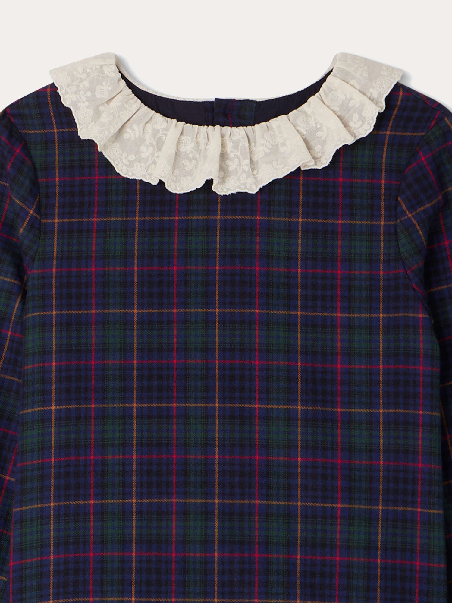 Girl | Mariela Embroidered Tulle Collar Dress | Indigo