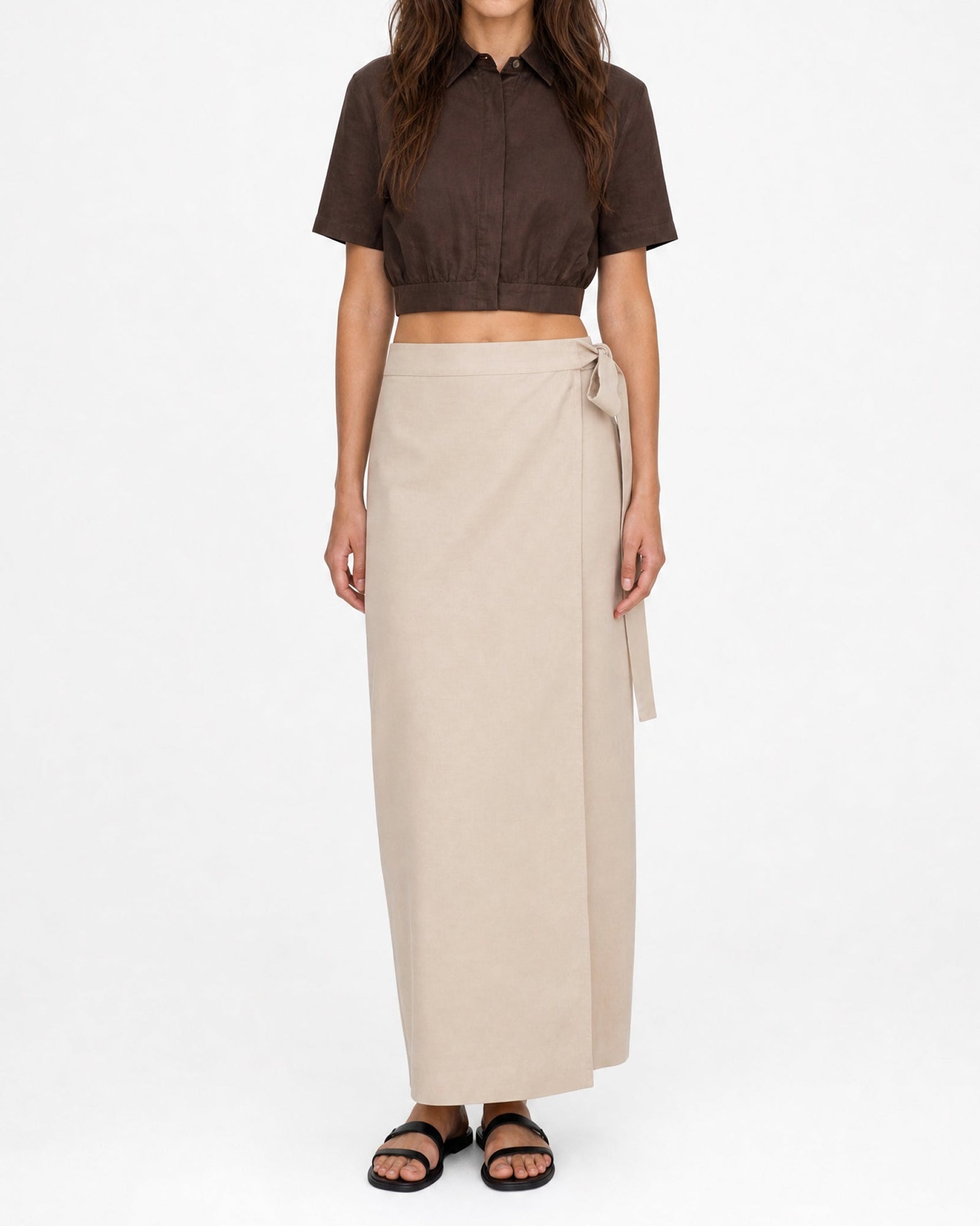 Womens | Maxi Wrap Skirt | Flax