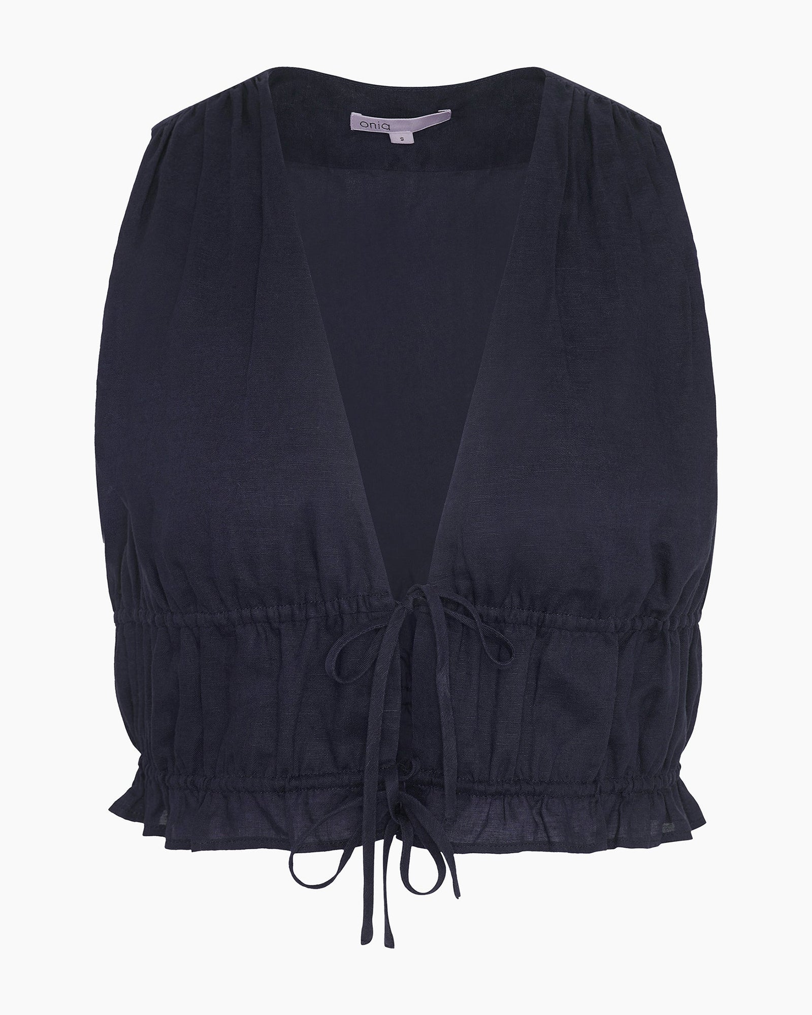 Womens | Tie Front Top | Deep Navy