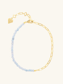 Aquamarine Seafoam Bracelet | Seafoam Aquamarine | 14K Gold Plated Brass