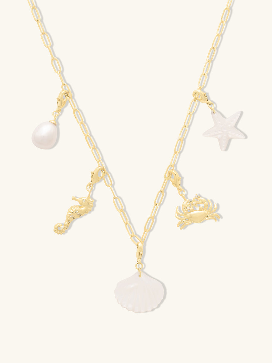 Keepsakes Pearl Necklace | Mother of Pearl | 14K Gold Plated Brass