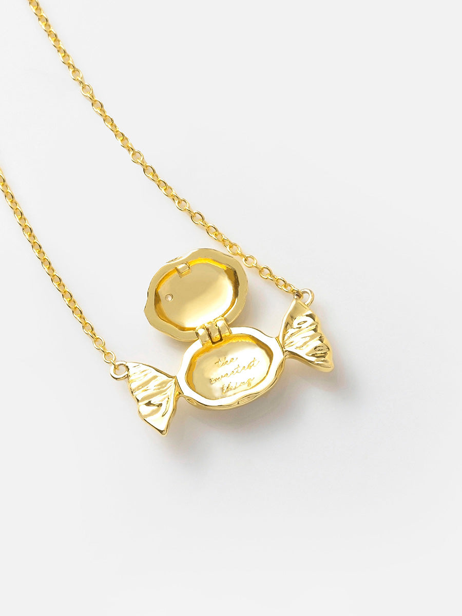Sweetest Thing Locket Necklace | 5A Grade Cubic Zirconia | 14K Gold Plated Brass