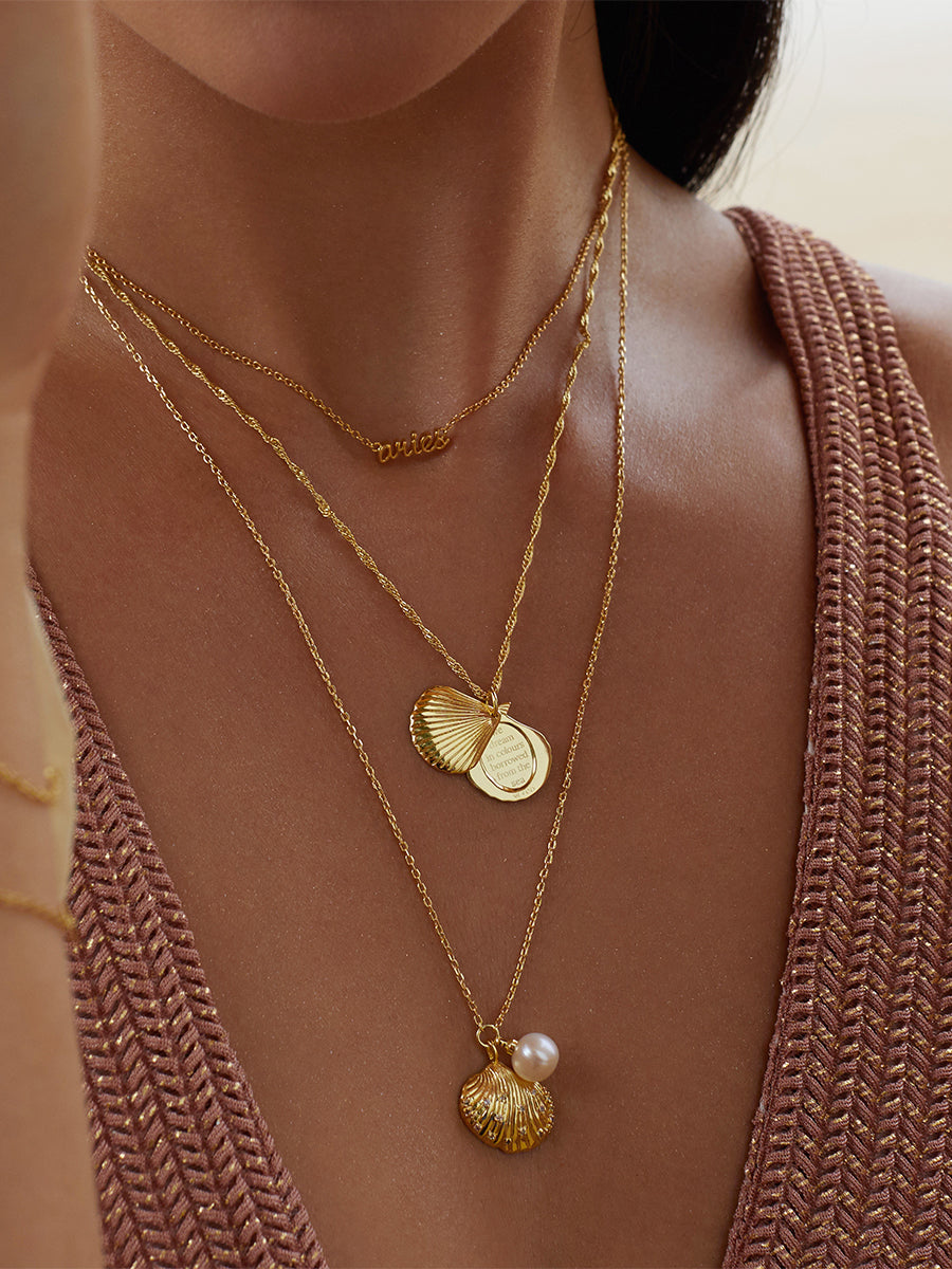 Seashell Locket Necklace | 14K Gold Plated Brass