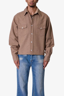 Western Wool Snap Front Shirt | Brown