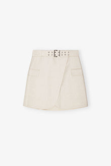 White Cotton Melange Mini Skirt | Angora