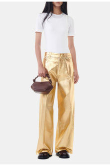 Wide Jeans in Gold Foil | Egret