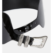 Wide Vinyl Style Leather Belt | Women | Black