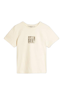 Women | Aged Cotton T-Shirt with Print On The Front | Heritage White x Black