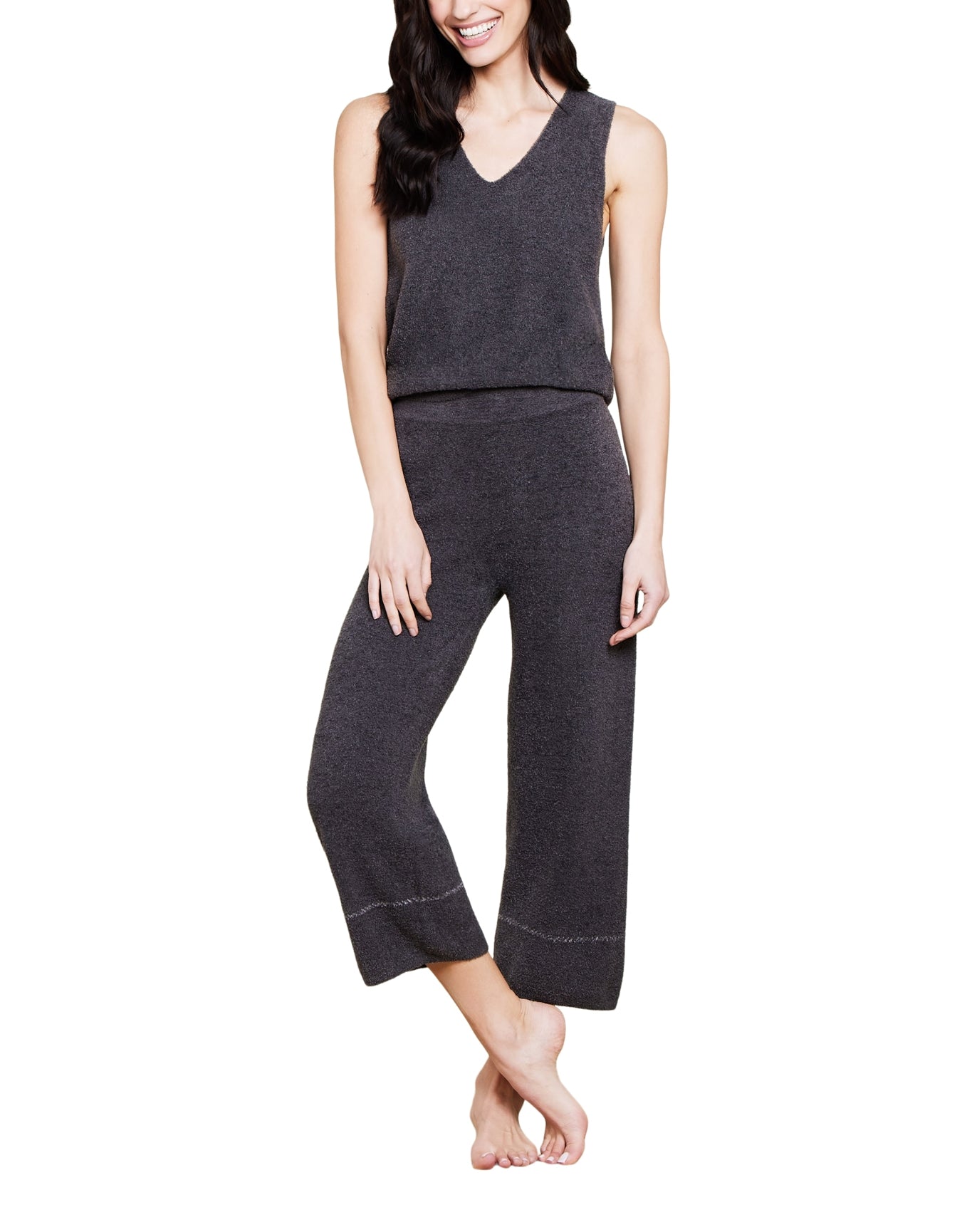 Women | Cozychic Lite Contrast Stitch Cropped Pant | Carbon-Pearl