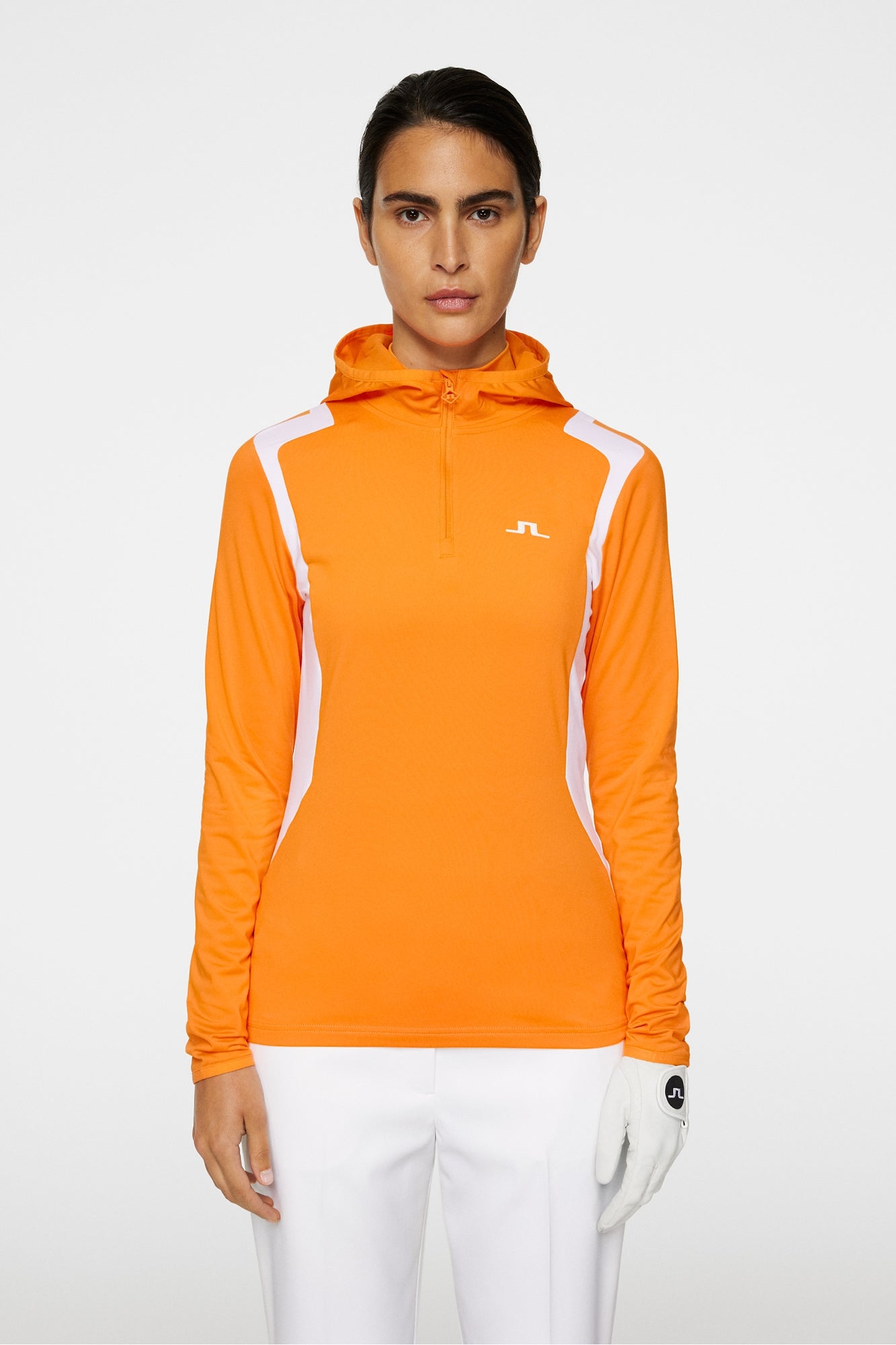 Women | Mae Quarter Zip Hood | Persimmon Orange