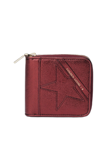 Women | Medium Burgundy Laminated Star Wallet | Metallic Aubergine